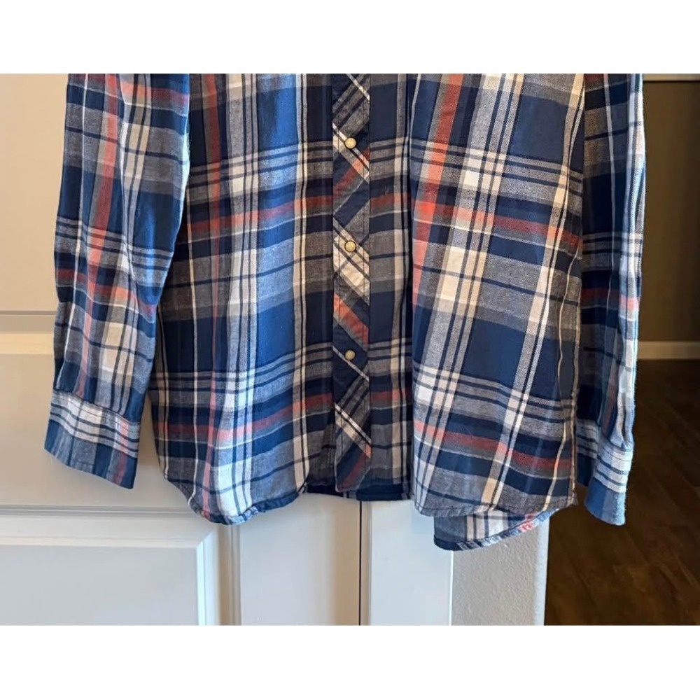 Men's Cotton Plaid Pearl Button XXLT‎ (2XLT) Long Sleeve Button Down Shirt - Picture 6 of 10